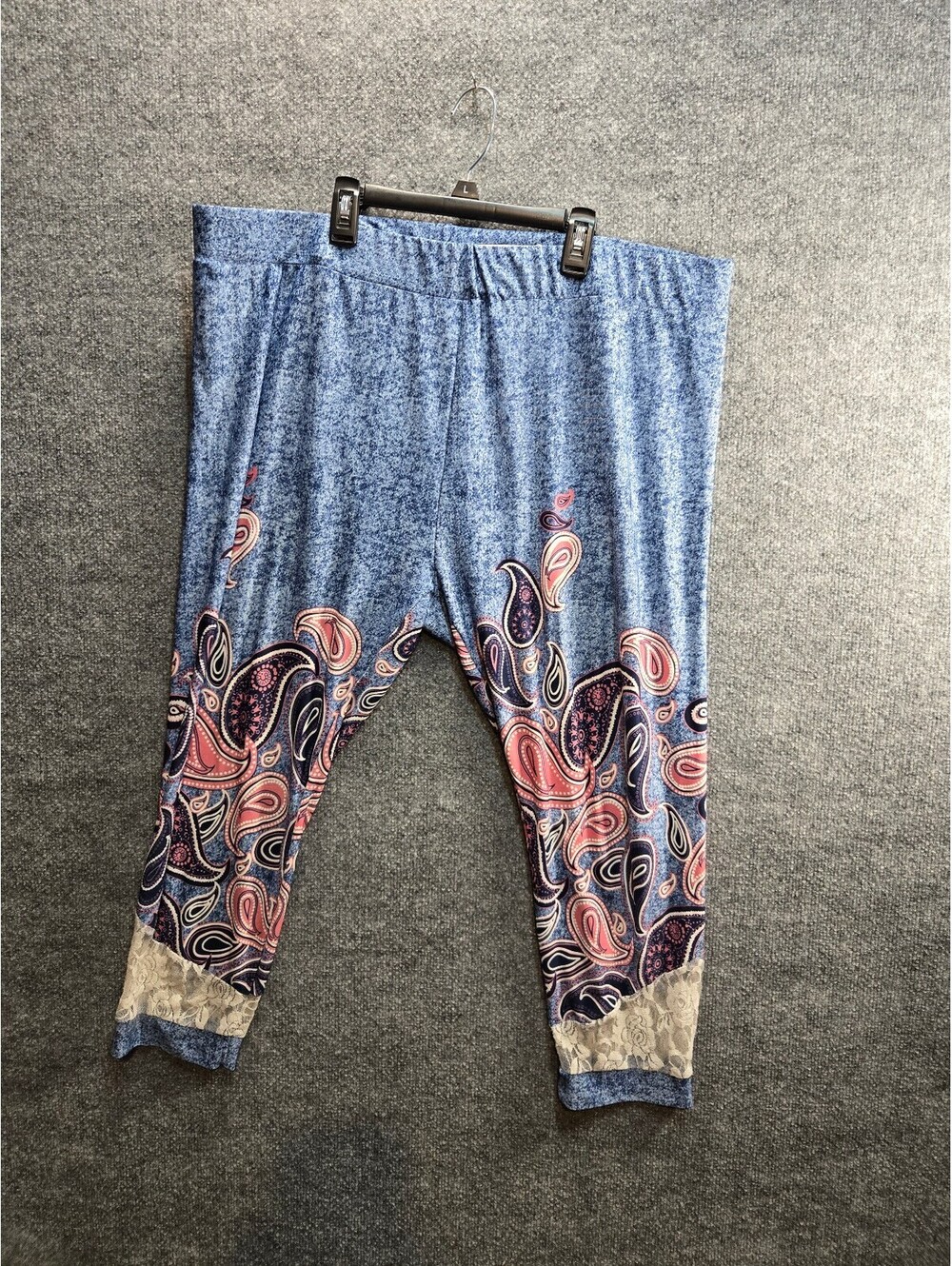 Rosegal Women's Plus Size 3X Blue Paisley Print Leggings